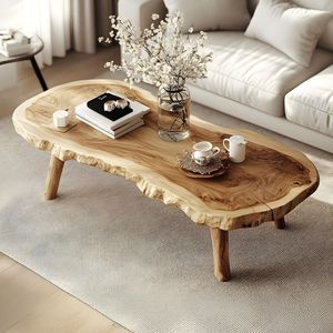 Table basse élégante en bois pour le salon, placement central, rehaussant l'intérieur de la maison grâce à la beauté du bois naturel et au style intemporel. - Product Image 6