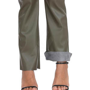 Pantalons en cuir pour femmes de haute qualité, respirants, taille mi-haute, décontractés, devant plat, couleur unie, fabriqués au Pakistan - Product Image 6