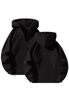 Men's Solid Color Half Zip Hoodie, Casual Plain Long Sleeve Pullover Sweatshirt Men's Wear, Autumn Dress, Autumn and Winter Wear - Product Image 3