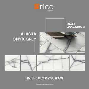 Alaska Onyx Grey 600x600 Azulejo de piso de cerámica moderno Aspecto de piedra elegante para paredes interiores en supermercados Centros comerciales Escuelas - Product Image 2