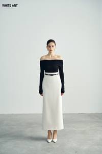 Falda de mujer de estilo lujoso con cinturón Tela ecológica Adela Maxi Falda Marca personalizada Whiteant Vietnam Marca local - Product Image 2