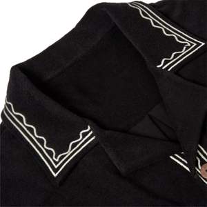 Tom Wesselmann Smoker #1 Cabana Shirt Black Terry Cloth Iconic 1967 Obra DE ARTE bordada Estilo unisex Botones de coco - Product Image 5