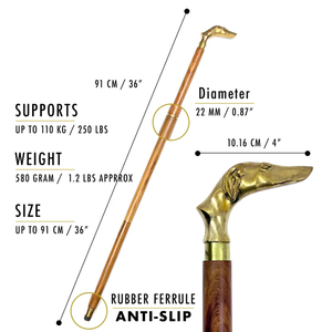 Calidad Premium 3 cabeza de perro plegable bastón para caminar mango de goma de madera puntas de hierro hombres mujeres actividades-escalada senderismo - Product Image 5