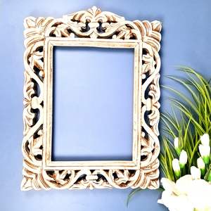 Wooden <b>Frame</b> With Carving Wood <b>Frame</b> <b>For</b> Photo, <b>Paintings</b> & Mirror - <b>For</b> Home, Wall Decor, Living room - Product Image 1