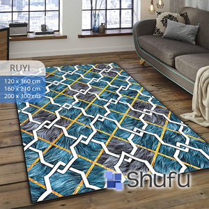 Shufu, alfombra de franela con estampado abstracto moderno, lavable, antideslizante, de goma termoplástica, respetuosa con las alergias para hogares, niños, poliéster - Product Image 6