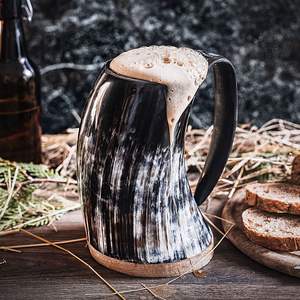 Tasses en corne artisanales inspirées de la culture viking, des fêtes et des célébrations, des événements à thème, présentoir de bar - Product Image 2