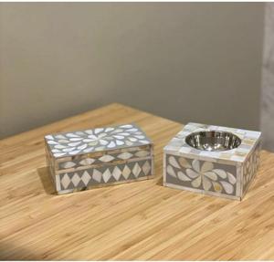 Caja Bakhoor con incrustaciones de resina de madreperla hecha a mano con juego de quemador a precio mayorista para regalos de Ramadán Eid de Craft Emporium - Product Image 1