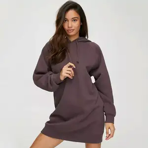 Grosir Pakaian Wanita Ukuran Plus Baju Hangat Musim Dingin Baju Hangat Sederhana Lengan Panjang Rajut Wanita Gaun Hoodies Wanita