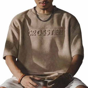 T-shirts pour hommes à col rond et manches courtes, 100% coton peigné, coupe ample, écologiques, livraison rapide, personnalisables, vente en gros de haute qualité - Product Image 2