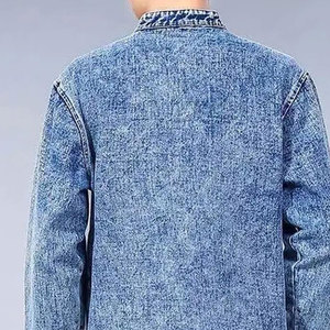 Nouvelle mode veste en jean 100% coton bleu foncé à moustaches pour hommes veste en jean High Street pour hommes - Product Image 5