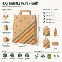 Bolsa de Papel con Asa Plana, Venta al por Mayor, Reciclable, Kraft, para Compras, con Logotipo Personalizado, para Cadenas de Panaderías, Restaurantes, Suministros de Empaque