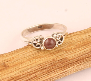 แหวนดีไซน์เนอร์925เงินสเตอร์ลิงประดับโกเมนทรงหลังเบี้ยสไตล์คลาสสิกงานปาร์ตี้อัญมณีของขวัญวันเกิดสำหรับผู้หญิง - Product Image 5