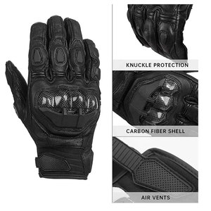 Summer Leather <b>Motorcycle</b> Gloves Breathable Mesh Lightweight Anti Slip Grip Touchscreen Function <b>Shock</b> <b>Absorb</b> Palm Sports Riding - Product Image 3