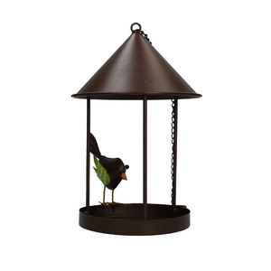 Rustic Metal Hanging Bird Feeder With Double Tier Round Design For <b>Garden</b> Outdoor Use <b>Hook</b> Type Installation - Product Image 2
