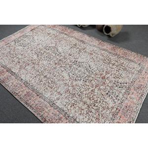 พรมขนาด 5.4x8.6 ฟุต, พรมวินเทจตุรกี, พรมขนสัตว์สีแดงลายอิคัต - Product Image 4