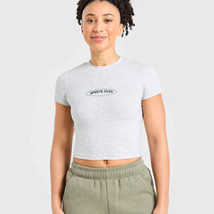 Femmes bébé t-shirts en gros à la mode haut court léger vêtements de sport d'été Slim Fit Fitness Yoga Gym haut d'entraînement à manches courtes - Product Image 4