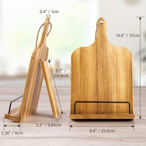 Support de recettes en bois réglable avec étagère de cuisine de comptoir de cuisine lanière pour un placement facile - Product Image 5