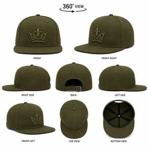 Casquette Snapback 5 Panneaux Brodée 3D Olive Crown, Visière Plate, Vert Olive Premium, Sport Décontracté - Product Image 6
