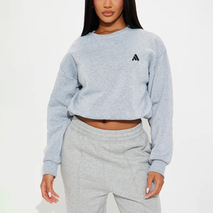 Sudadera Corta Personalizada para Mujer, Talla Grande, 100% Algodón, Felpa, Estampada, con Logotipo Frontal, Suave y Lisa, Otoño, Fabricante - Product Image 1