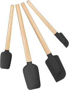 Ensemble de spatules en silicone, spatules en caoutchouc de qualité alimentaire - 4 pièces, spatules en caoutchouc antiadhésives, cuillère, grattoir pour bocaux pour la cuisine, la pâtisserie - Product Image 2