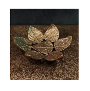 Bol décoratif en laiton design rustique Top Arrival Gold Leaf Design Excellente qualité Bol décoratif indien en laiton - Product Image 6