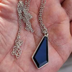Collar con Colgante de Ataúd de Plata de Ley Hecho a Mano con Piedra de Ónix Negra, Cadena Gótica, Collar de Ataúd Negro Único - Product Image 6