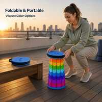Tabouret empilable et pliable à segments réglables, siège circulaire noir robuste en plastique, portable, gain de place pour bureau, conception empilable