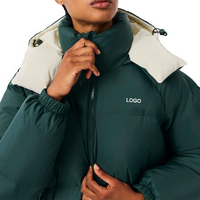 Damen Winter Übergroße Puffärmel-Jacke mit Abnehmbarer Kapuze Extra Lang Wasserabweisend Nylon Polyester-Gefüllt Gesteppt Isoliert