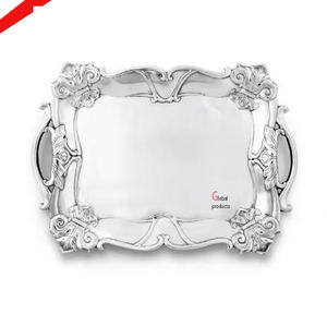 Plateau de service en acier inoxydable en métal de forme rectangulaire au design unique pour le restaurant et le bar de l'hôtel - Product Image 2