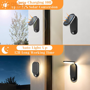 Lampe solaire murale pliable best-seller avec détecteur de mouvement, LED blanc chaud pour la sécurité des marches d'entrée et des allées - Product Image 3