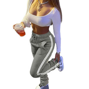 Pantalon de survêtement évasé personnalisé pour femme 2021, devant plat, streetwear décontracté, jogging, entraînement, hiver, molleton de coton - Product Image 2