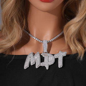 Bijoux Hip Hop pour Hommes, Pendentif Personnalisé avec Lettres Serties de Diamants, Argent Sterling 925, Diamant Cultivé VVS, Pendentif avec Nom, Initiale, Logo - Product Image 5