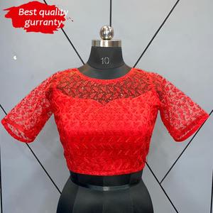 Designer Fancy Trending Western Readymade Blouse Heavy Net Double Doublure avec Siffali Multi Sequence Broderie Travail pour Mariage - Product Image 4