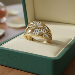 แหวนทอง 14K ประดับเพชร ลายฉลุ |   เพชรทรงบริลเลียนต์คัต 1.17 กะรัต - Product Image 5