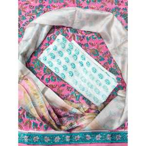 Traje Salwar Kameez de Algodón con Estampado a Mano Boota Jaal, Estilo Étnico Tradicional con Dupatta Kota Doriya para Mujer - Product Image 1