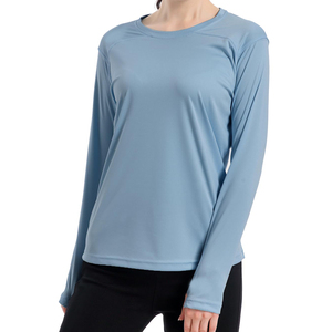 Haute qualité coupe ajustée col rond Rash Guard T-shirts Protection de la peau pour les vêtements de plein air manches longues Rash Guard pour les femmes OEM - Product Image 3