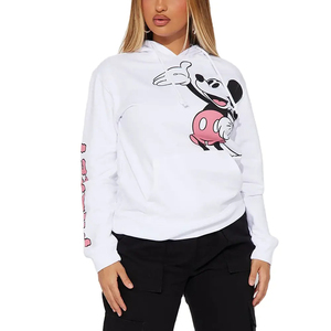 Top Trending Women Autumn <b>Hoodie</b> Custom Printed <b>White</b> Cotton Woven Casual Loose <b>Oversized</b> Eco-Friendly Pullover Front - Product Image 2