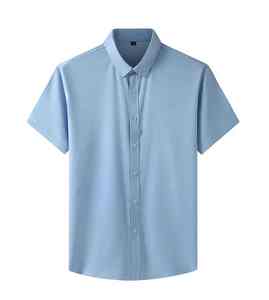 Personalizada de alta calidad 100% algodón Slim Fit Stretch Poplin vestido camisa Casual Formal último Color sólido hombres camiseta - Product Image 2