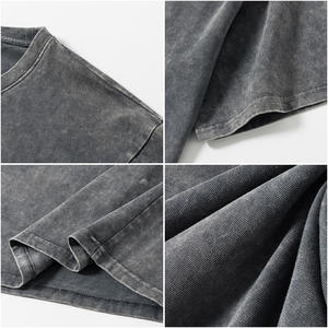 Camiseta Fabricante Camiseta de algodón pesado Unisex Tallas grandes Hombres en blanco Vintage Stone Washed T-shirt para hombres DDP Shipping - Product Image 3