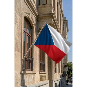 Ensemble de mât de drapeau télescopique mural de la République tchèque avec drapeaux et bannières en plastique à impression numérique - Product Image 2