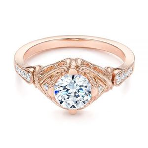 Vintage Inspired 14K Yellow Gold <b>Ring</b> Round Cut Moissanite Engagement <b>Ring</b> High Quality <b>Customized</b> <b>Ring</b> at Wholesale Price - Product Image 5