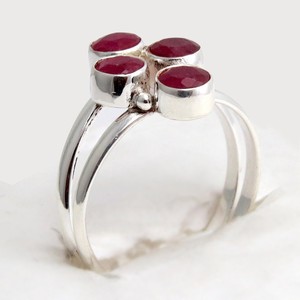 Anillos de Plata de Ley 925 con Rubí Teñido en Forma de Corazón, Estilo Bohemio, Engaste de Bisel, Venta al por Mayor - Product Image 2