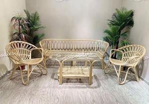 Sofá acolchado de bambú natural de estilo elegante, juego de sillas con mesa para sala de estar, patio, jardín, restaurante, discotecas, sofá, Último precio - Product Image 4