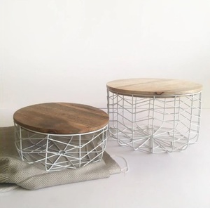 Handmade wooden storage <b>basket</b> for fruits, vegetables, or home organizing with modern charm designer metal & <b>wood</b> <b>baskets</b> - Product Image 5