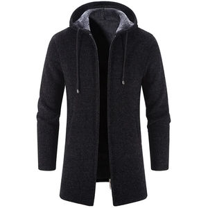 Cárdigan abierto con forro polar para hombre, Chaqueta de punto de Color a la moda, ropa de abrigo informal, cómoda y transpirable - Product Image 2