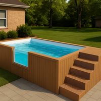 Nouveau modèle Conteneur d'expédition en bois Piscina Piscines Wpc Jardin Spa Piscine Conteneur en fibre de verre Piscines de natation extérieure