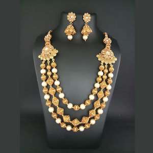 Ganpati Arts FBC0008D <b>Fine</b> <b>Jewelry</b> <b>Set</b> White Beads and Copper Necklace - Product Image 1