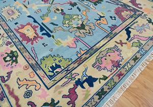 Tapis turc de style noué à la main en laine Oushak de haute qualité, taille personnalisée, couleur unie, antidérapant, lavable, à poils courts, pour le sol de la maison - Product Image 3