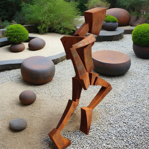 Scultura antica in metallo per strada in acciaio Corten Robot astratto uomo decorazione per la casa arte antica - Product Image 6
