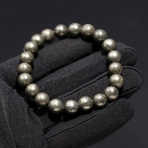 Pyrite Beads กำไลข้อมือ100% แท้ทรงกลมขนาด8มม. ทำจากหินธรรมชาติสร้อยข้อมือโยคะคริสตัลยืดได้ - Product Image 6